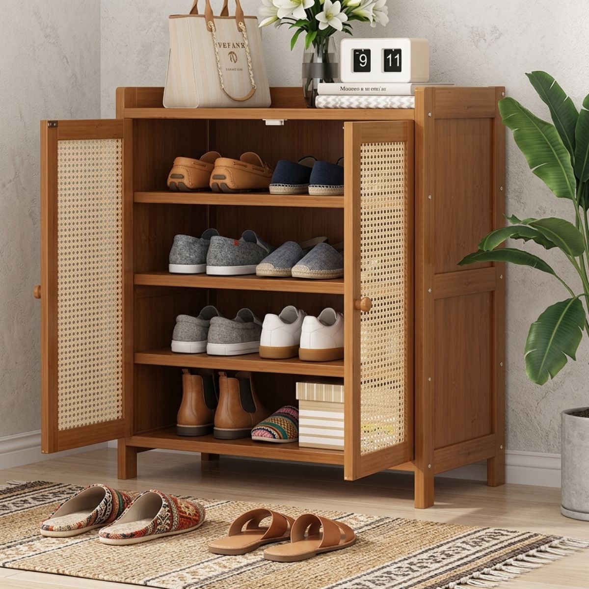 Breathable Multi-Layer Shoe Rack for Entryways