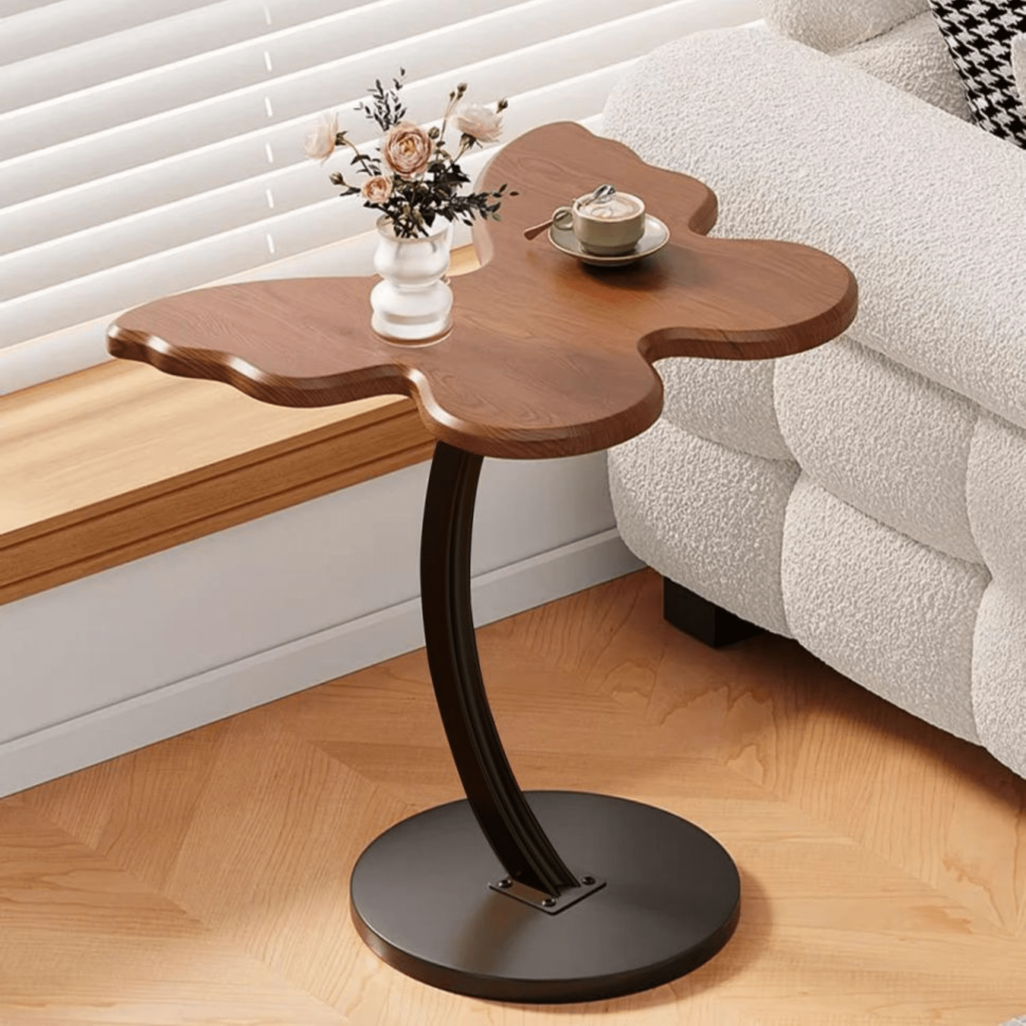 Multi-Purpose Metal Butterfly Bedside Table with Rounded Safe Corners