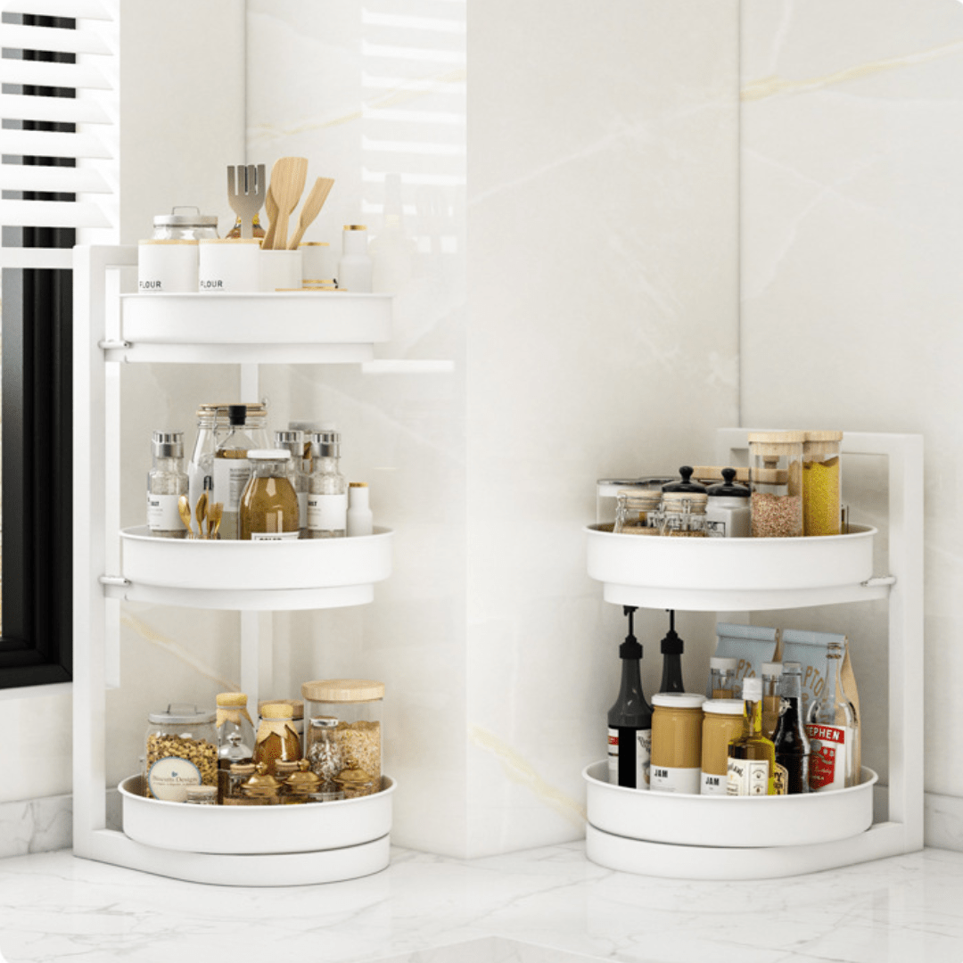Multi-Layer 360° Rotatable Adjustable Rotatable Corner Spice Rack