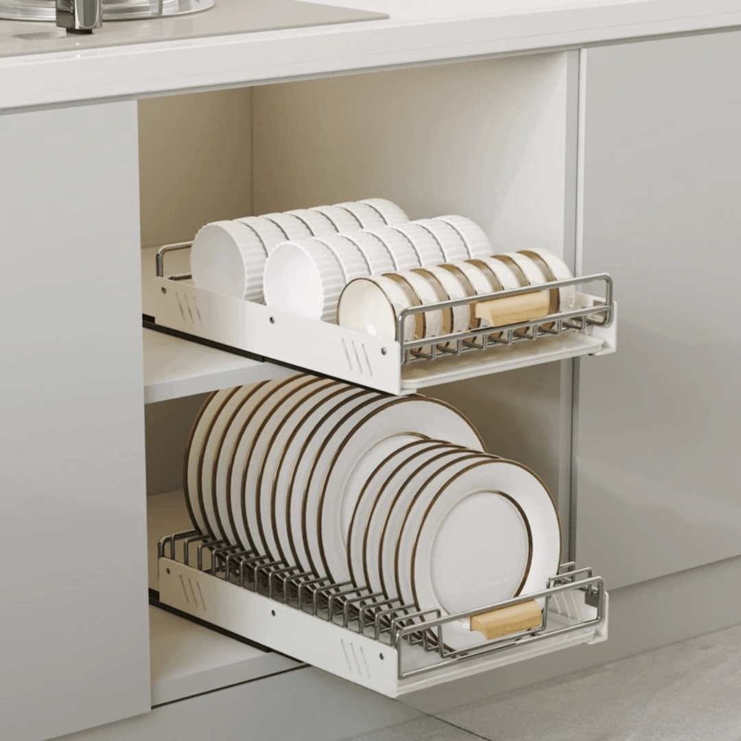 Buy Space-Saving Stainless Steel Pull-Out Dish Rack Online