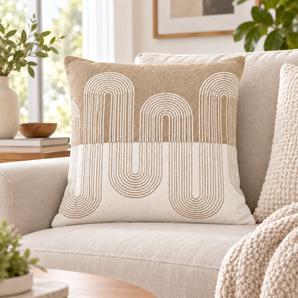 Elegance Soft Weave Cushion Cover: [EM-SC-989-BEIGE-CC]