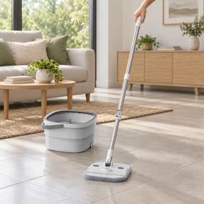 Microfiber Flat Mop with Rinse & Dry Bucket