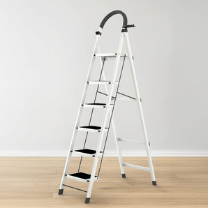 6-Step Foldable Carbon Mild Steel Ladder for Home