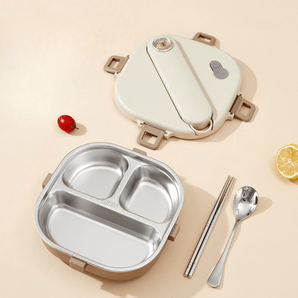 Premium 3-Grid Stainless Steel Lunch Box Set with Insulated Bag (800 ml)