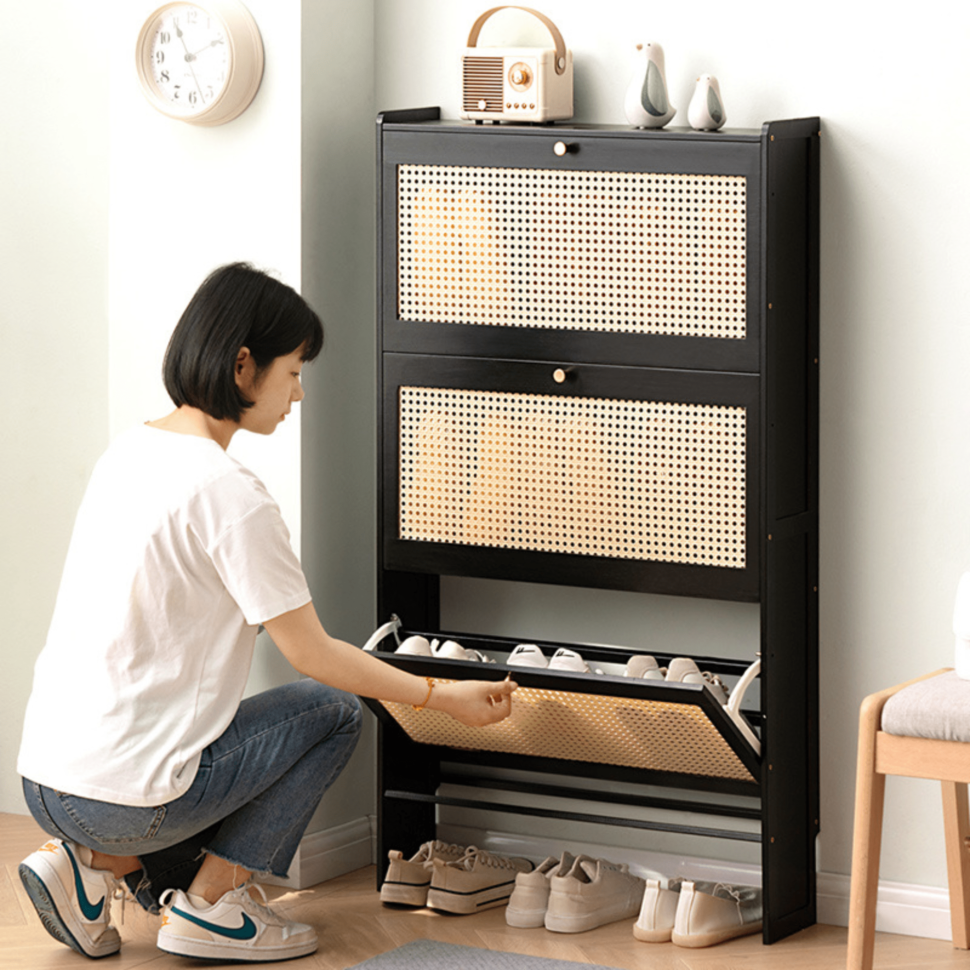 Buy Multi-layer Bamboo Shoe Rack With Dustproof Doors Online