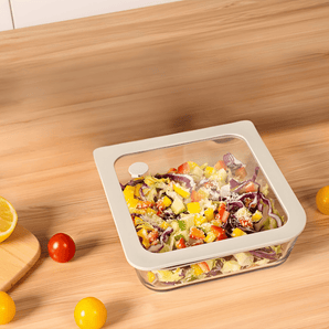 Square Borosilicate Glass Food Container with Vented Lid(1170ml)