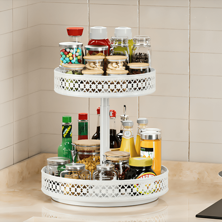 Adjustable 2-Tier Rotating Multipurpose Organizer