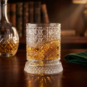 Crystal 360° Rotating Whiskey Glass with Base