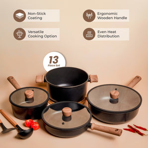 13-Piece Titanium Coated Non-Stick Kitchen Cookware Set