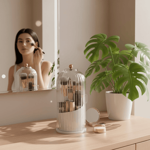 Dustproof Makeup Brush Holder with Visible Compartment
