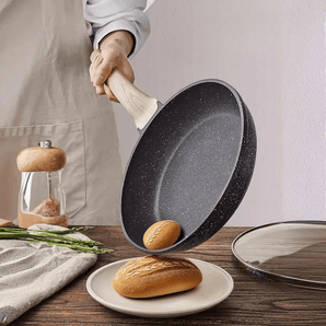 Maifan Stone Non-Stick Flat Bottom Frying Pan (Black-24cm)