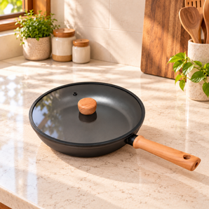 Titanium Non-Stick Induction Frying Pan with Glass Lid (24cm)