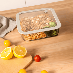 Square Borosilicate Glass Food Container with Vented Lid(1940ml)