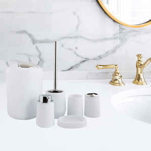 6-Piece Modern White Bathroom Accessories Set