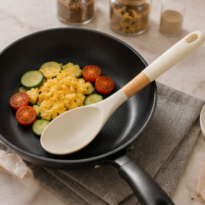 Wood-Handled Dense Cooking Spoon