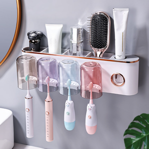 Wall-Mounted Automatic Toothpaste Dispenser With Cup Holders