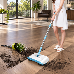 Household Manual Floor Sweeping Machine with Built-In Dustpan