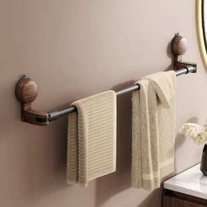 No-Drill Retractable Walnut Towel Rack