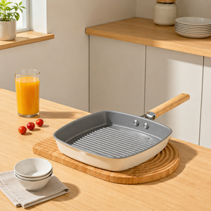Premium Ceramic Frying Pan with Wooden Handle