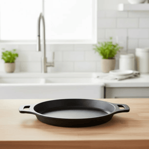 Pre-Seasoned 24cm Cast Iron Skillet with Ergonomic Grip