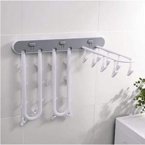 Multi-Purpose Wall Mounted Foldable Drying Hanger with 24 Clips