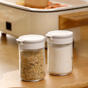 Double Lid Partition Large Opening Seasoning Jar