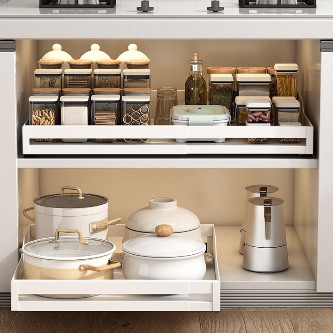 Multi-Purpose Storage Rack With Carbon Steel Slide‑Out Shelf