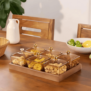 Crystal Clear Snack Plate Organizer (6-BOXES TRAY)