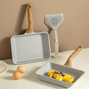 Premium Maifan Stone Non-Stick Breakfast Square Frying Pan With Spatula