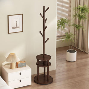 Multi-Layer Rotating Coat Rack With Storage Shelves