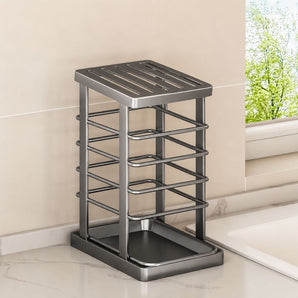 Multi-Slot Knife Organizer Rack with Drain Tray