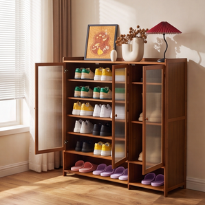 Entryway Multi-Layer Bamboo Shoe Storage Cabinet
