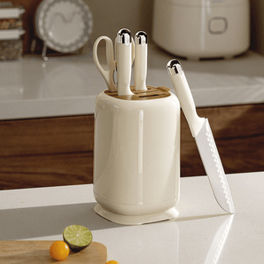 Ergonomic Stainless Steel Kitchen Knife Set with Holder