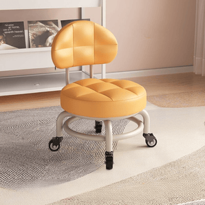 360° Smooth Rotation Rolling Stool with Backrest