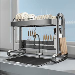 Clean Edge Stainless Steel Multi-Function Dish Rack Organizer