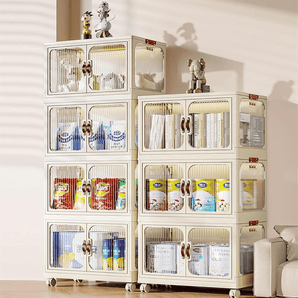 Multi-Layer Plastic Storage Cabinet with Lid & Wheels