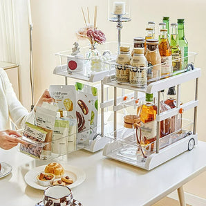 2-Tier Pull-Out Sliding Adjustable Height Storage Organizer