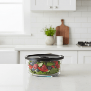 Round Vacuum Glass Storage Container with Date Tracker Lid(850ml)