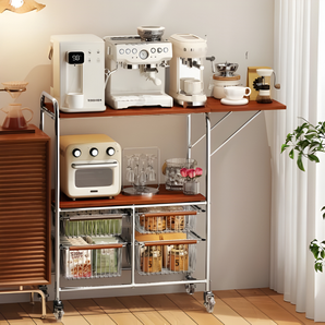 Multipurpose Floor-Standing Kitchen Storage Cart with Wheels