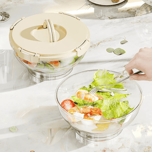 Transparent Salad Bowl with Lid and Integrated Ice Pack(2.8L)