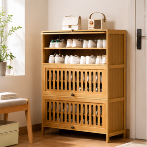 Bamboo Flip Door Shoe Storage Cabinet