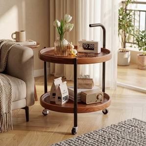 Two-Tier Round Rolling Side Table