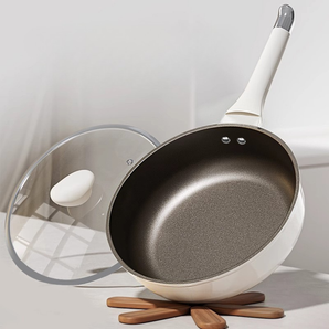 Deep Titanium Ceramic Fry Pan with Glass Lid(28cm)