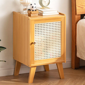 Wooden Bedside Organizer with Storage Cabinet