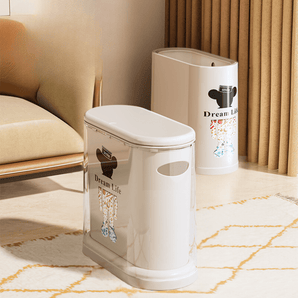 Slim-Fit Press-Lid Trash Can