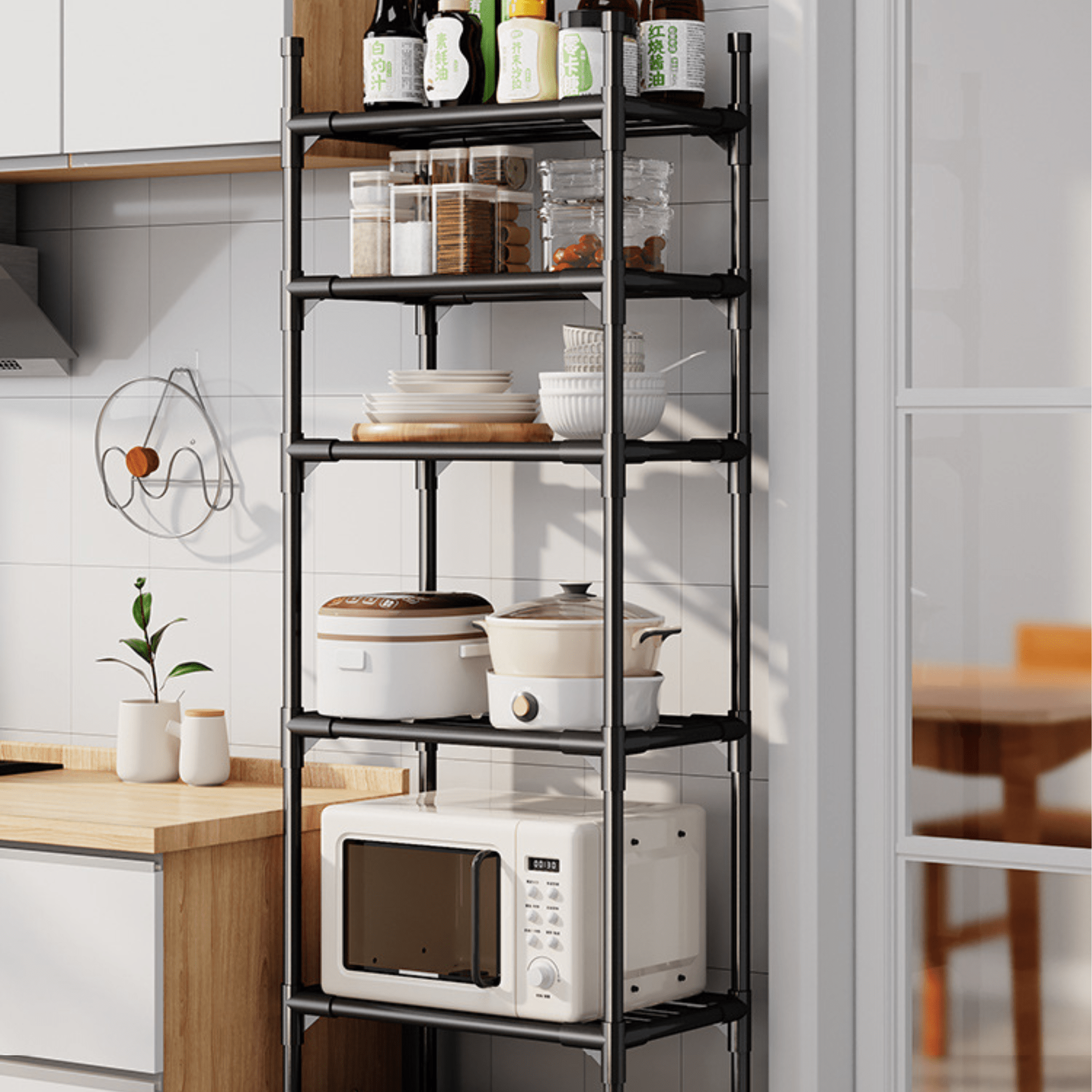 Multi Layer Rack Multi-Layer Kitchen Storage Trolley Rack with Wheels