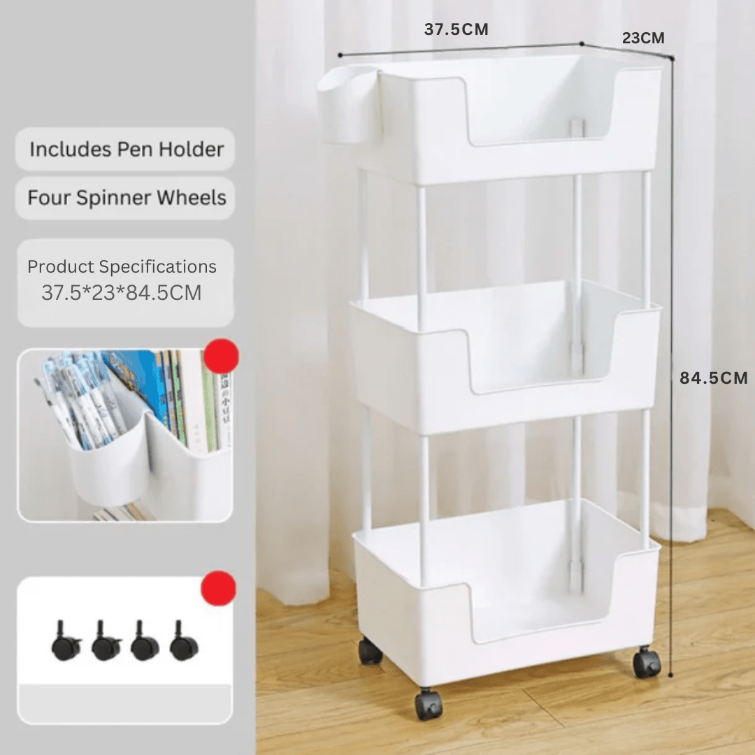 Rotating Rectangular Trolley Multi-Layer Rolling Storage Trolley With Rotating Wheels