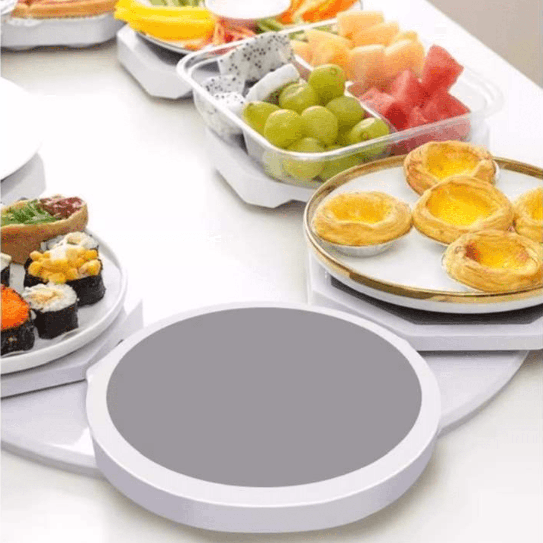 Sliding Rotating Rable 360° Rotating Dining Table Serving Tray with Sliding Rail