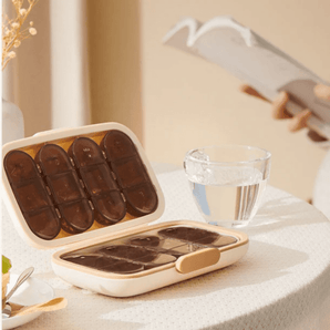 Portable 7+1 Grid Moisture-Proof Medicine Organizer