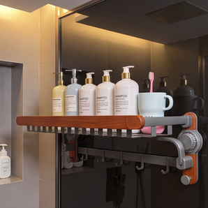 Wall-Mounted Foldable Bathroom Storage Rack with Suction Cup